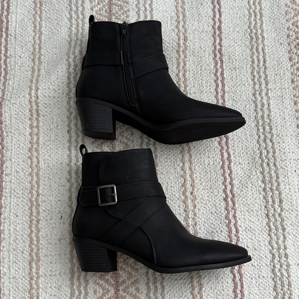 Maurices Black Ankle Booties with Buckle Detail